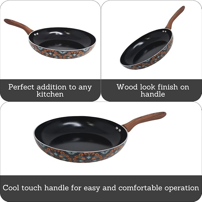 IMUSA 12in Talavera Nonstick Ceramic Frying Pan Skillet PFAS-Free