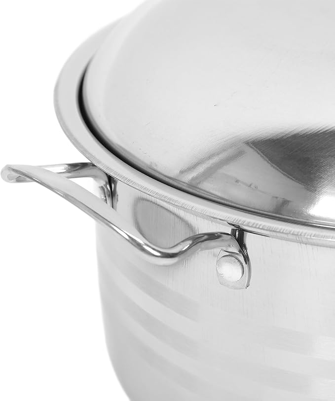 3 Piece Stainless Steel Stockpot with Glass Lid Anti Stick Stainless Steel Pot Set Induction Pot | Cooking Pots | Metal Saucepan Set | Simmer Pot for Home Kitchen Restaurant