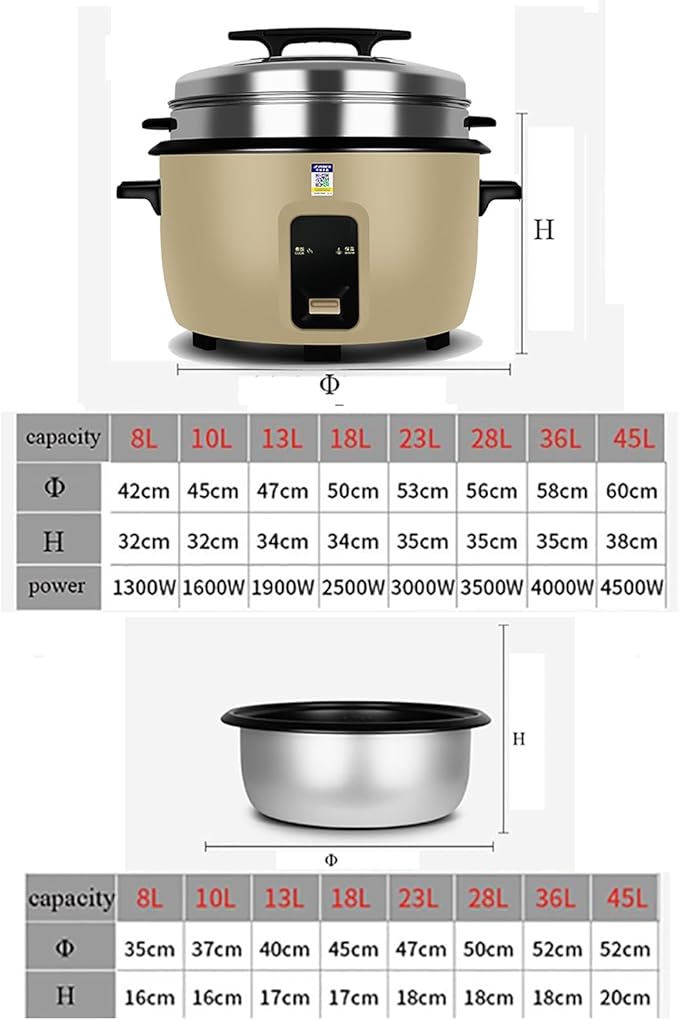 Large Capacity Rice Cooker (8L-45L) Canteen Commercial Hotel Home Old-fashioned Large Rice Cooker 8-60 PeopleUS/EU Used(10L)
