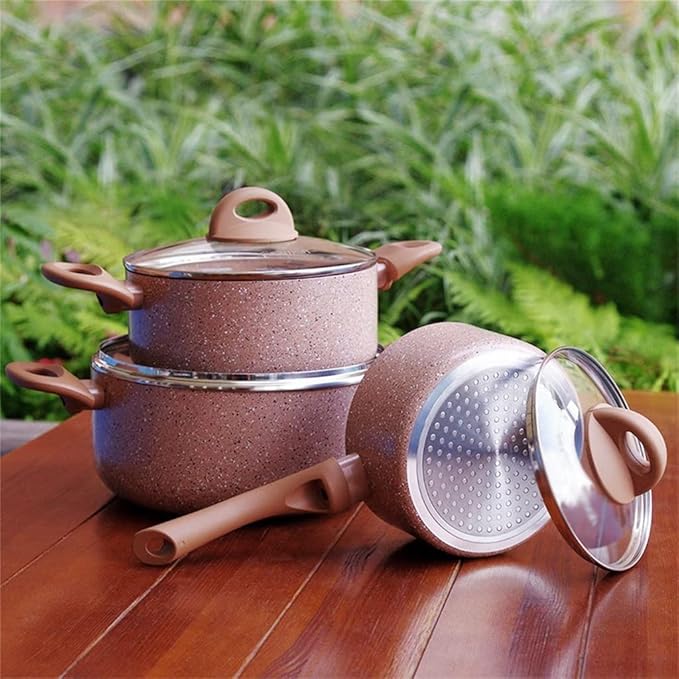 Solid 6 Piece Pan Gray Set Nonstick Nonstick Aluminum Ceramic Cookware Set Kitchen ToolsA-See Description