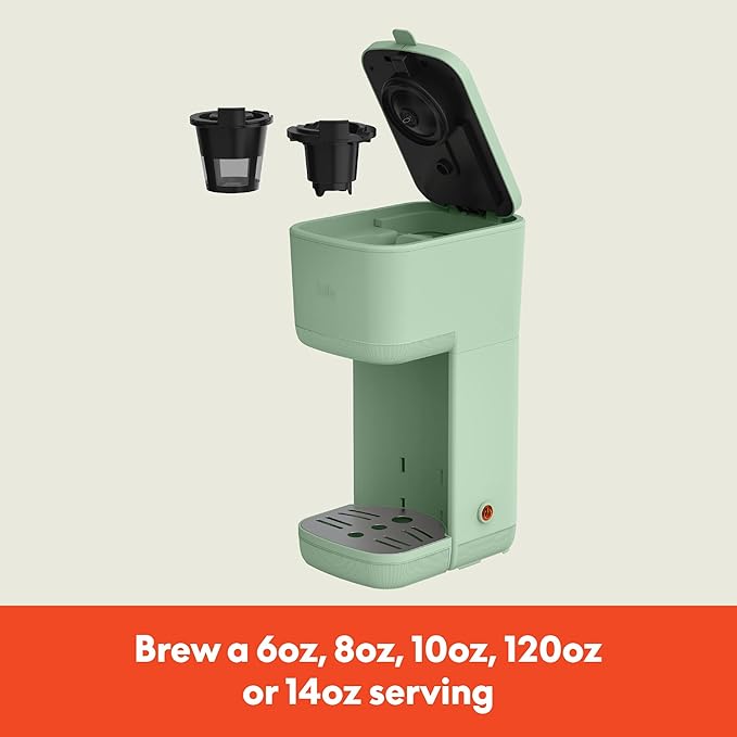 BELLA Single Serve Coffee Maker K Cup &amp Coffee Ground Compatible with Removable Adjustable Drip Tray Auto Shutoff &amp Reusable Dishwasher Safe Accessories Brews 6oz to 14oz 1000 Watt Seagl