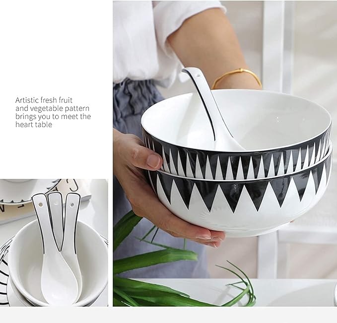 Elegant Dinnerware Set Dinner Plates Bowls Set Plate Ceramic Tableware and Serving Tableware 10-Piece Kitchen Plate Set Geometric Pattern Plate SetB