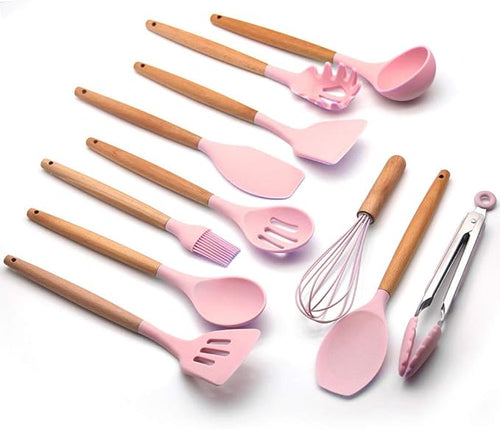 12 PCS Silicone Kitchenware Non-stick Cookware Cooking Tool Spatula Ladle Egg Beaters Shovel Spoon Soup Kitchen Utensils Set(D)