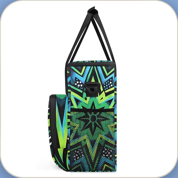 Green Star Coffee Maker Carrying Bag Crazy Lines Star Travel Storage Bag Compatible with K-Mini or K-Mini Plus Single Serve Coffee Brewer Carrying Case with Multiple Pockets &amp Shoulder Strap