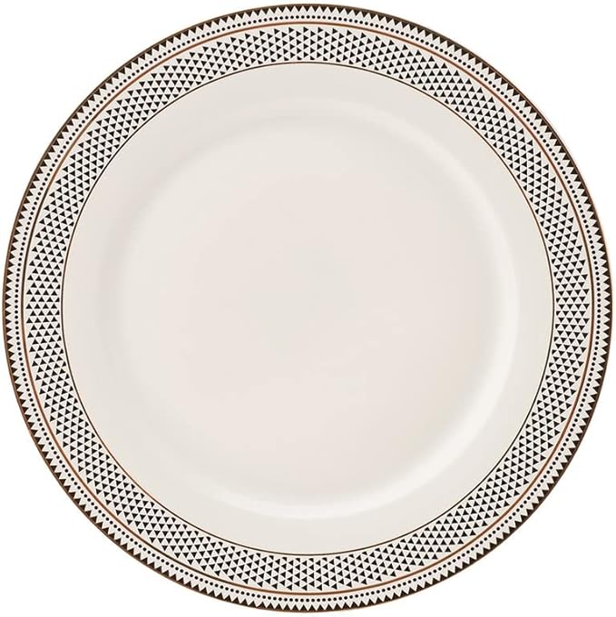 Karaca Globe 24-Piece Dinnerware Set for 6 People - Kitchen Dish Set for Salad Soup Pasta Noodle &amp More - Modern Chic Porcelain Dishware Plate Set (White with Black Triangle Design)
