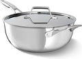 Calphalon Premier Polished 5-Ply Stainless Steel Cookware Set w/Turbo Heat Tech 4.5Qt Chef's Pan with Lid Induction Oven Safe 500F PFOA Free Polished Stainless Silver