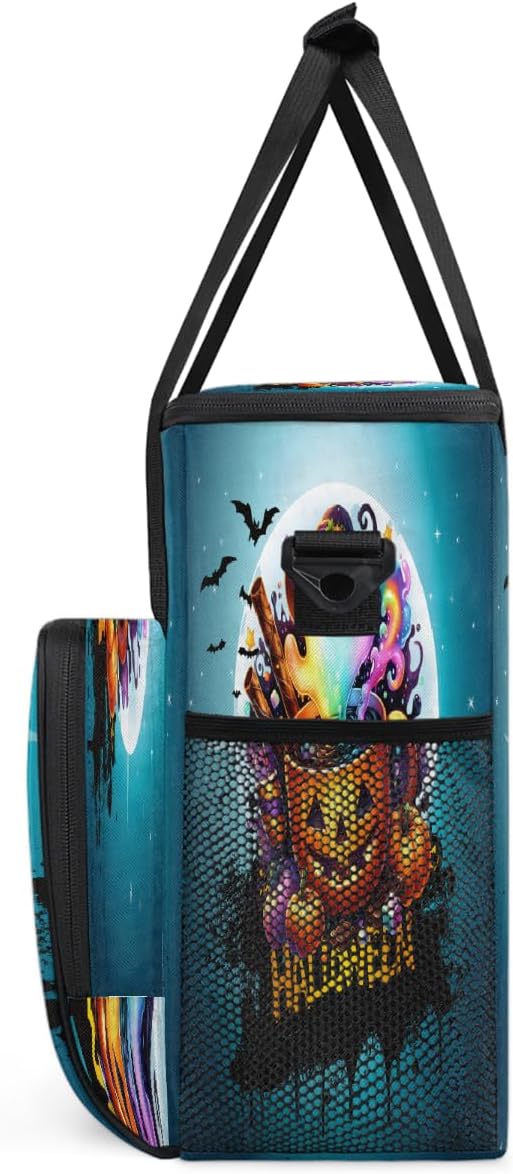 Halloween Potion Ghost Pumpkin Coffee Maker Carring Bag Travel Carrying Storage Tote Bag Compatible with Keurig K-Mini or K-Mini Plus Portable Single Serve Coffee Brewer Case with Pockets