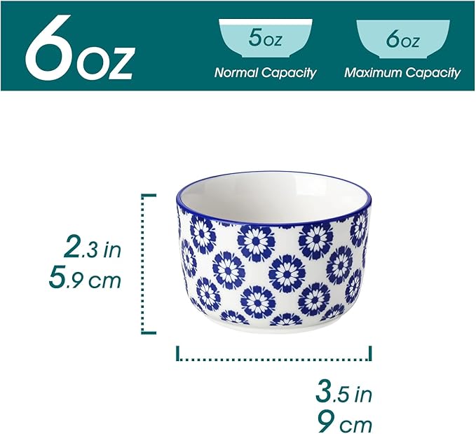 vancasso SELENE Plates and Bowls Set for 6 24 Pieces Dinnerware Sets and 6 oz Ceramic Ramekins Set of 6 Microwave &amp Dishwasher Safe