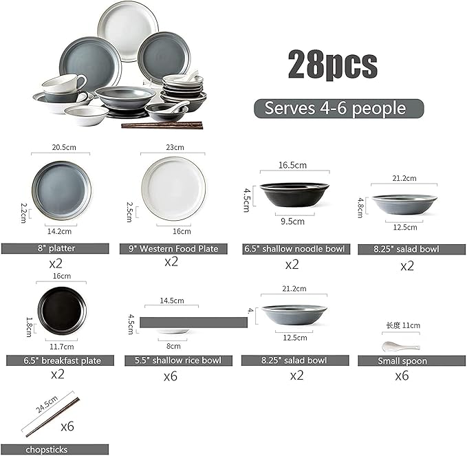GaRcan Dinner Plate Luxurious Dinner Set for Party or Wgifts 32 Pieces -Ceramic Dinnerware Set Classic Dinnerware Set Service for 6 Include Plates/Salad Plates/Bowls Set Modern Dinnerware Set