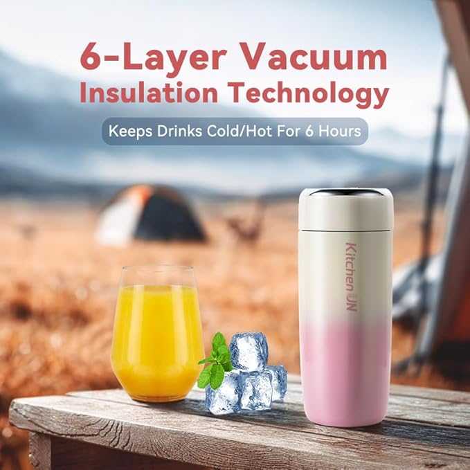 Portable Blender for Shakes and Smoothies Stainless Steel Smoothie Blender 15.7oz Electric Juicer with 6 Blades for Protein &amp Shakes USB Rechargeable Personal Mixer for Kitchen Office(Pink)