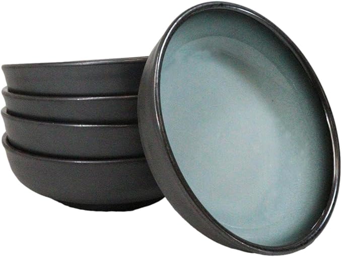 Ebros Gift Blue Sky Stars Artistic Seikai Porcelain Collection Dinnerware Serveware Kitchenware Set Asian Japanese Dining Restaurant Supply (Pack Of 5 Shallow Bowl Deep Plates 10oz)