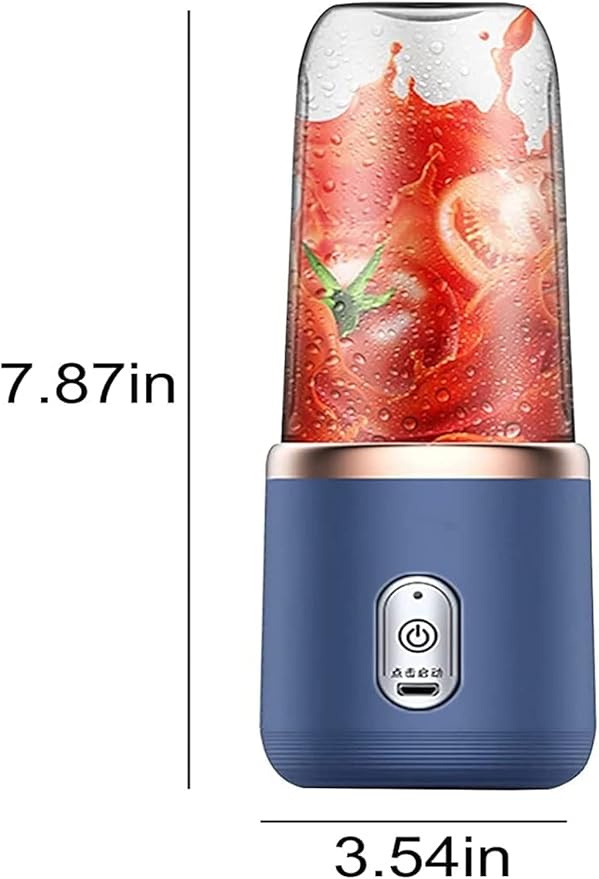 Blender Portable Mini Blender Small Family Smoothie Personal Blender for Milkshakes and Smoothies with 6 Blades and Sports Cup Lid/1332 (Colour: Dark Blue)