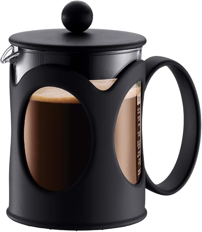 BODUM 10683-01 Kenya French Press Coffee Maker Borosilicate Glass - 4-Cup (0.5 L) Black