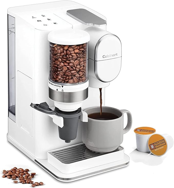 Cuisinart Single-Serve Coffee Maker + Coffee Grinder with 8 oz. 10 oz. and 12 oz. Serving Size Compatible with Single-Cup Pods 48-Ounce Removable Reservoir Stainless Steel DGB-2W