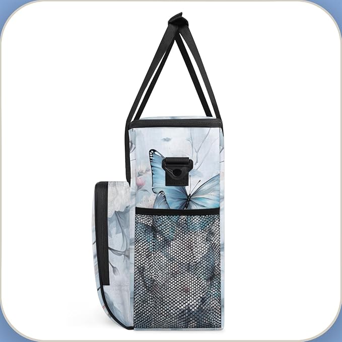 Flowers Butterfly Coffee Maker Carrying Bag Abstract Butterfly Travel Storage Bag Compatible with K-Mini or K-Mini Plus Single Serve Coffee Brewer Carrying Case with Pockets &amp Shoulder Strap