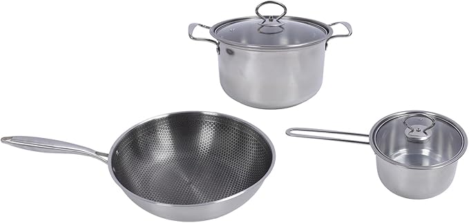 Stainless Steel Cookware Set Multifunction Easy to Clean Antistick Frying Pan Stock Pot Sauce Pan with Lids for Home Kitchen
