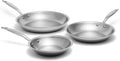 Heritage Steel 3 Piece Fry Pan Set | Made In USA | Titanium Series | 316Ti Skillet with Stay Cool Handle | Fully Clad Stainless Steel Pan with 5-Ply Construction | Induction Ready &amp Non Toxic