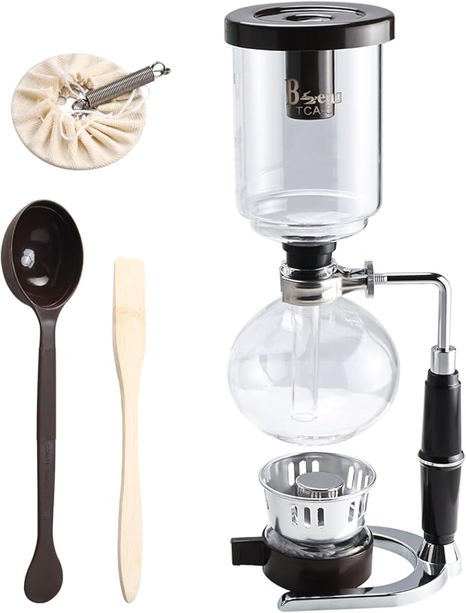 Amarine 5-Cup Tabletop Siphon Coffee Maker 16 Ounce Clear with Alcohol Burner (TCA-5)