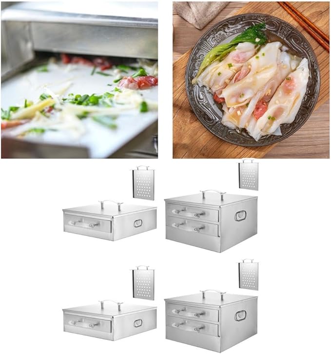 Stainless Steel Rice Noodles Steamer Rice Noodle Rolls Maker Cantonese Cuisine Roll Cooker with Trays 201 1 layer