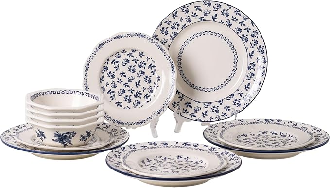 Dinnerware Set Blue Manor Ceramic Dishware Set (12)
