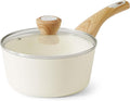 SENSARTE Ceramic Nonstick Sauce Pan with Lid 2.0 Quart Small Saucepan White Cooking Pot with Stay Cool Handle Non toxic Kitchen Sauce Pot Non stick Small Pot Induction Pot PFOA PTFE PFAS Free