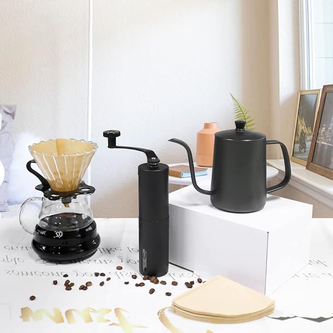 SOTECH Coffee Set Coffee Dripper Server Glass Sharing Pot Pour Over Coffee Kettle Coffee Grinder Coffee Maker Set for Home Outdoor