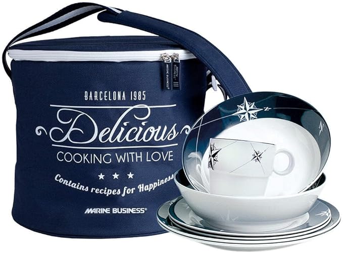 15147 Northwind Tableware Set and Basket - Round 17-Piece Blue