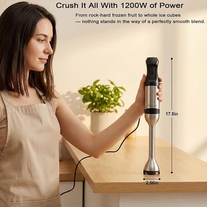 2026 New Immersion Hand Blender 1200W with 5-Speed Settings Stainless Steel Bladeswith scratch-resistant design Gift Box Packaging. An Ideal Choice for Blending Soup Mayonnaise