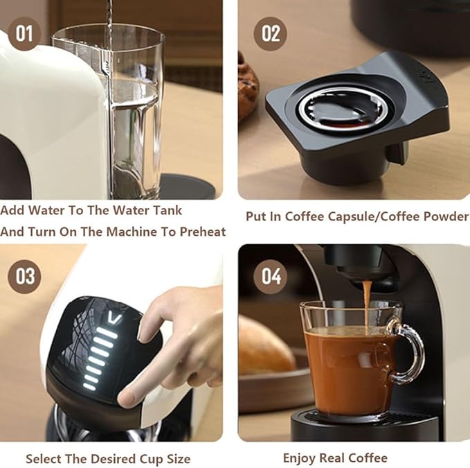 Espresso Machine 20bar Single-Serve Coffee Maker Capsule Coffee Machine 27oz Removable Water Tank Cappuccino And Latte Machine Maker For HomeWhite