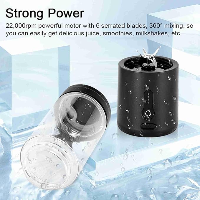 Electric Juicer USB Rechargeable Smoothie Maker Blender Cup with 6 Blades for Travel 4000mAh Battery