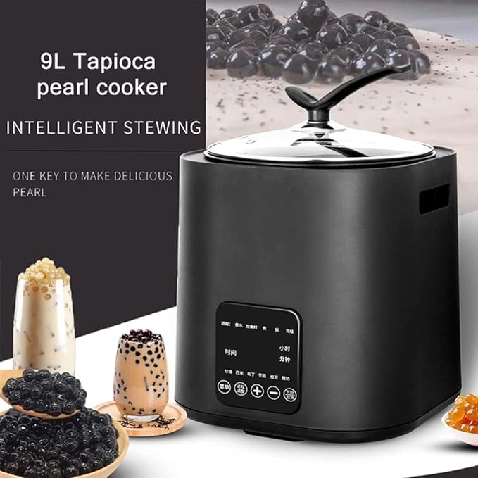 Commercial Tapioca Milk Tea Boba Pot Cooker Fully Automatic Pearl Pot 9L 1300W Milk Tea Pearl Maker Tapioca Boba Pearl Rice Pot Cooker with Touch Screen for Milk Tea Shop