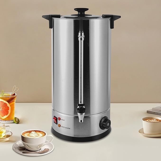 Commercial Coffee Maker Premium Coffee Machine Large Stainless Steel Catering Hot Water Boiler Tea Urn Double Wall Coffee Percolator for Events Offices Parties Catering Gathering
