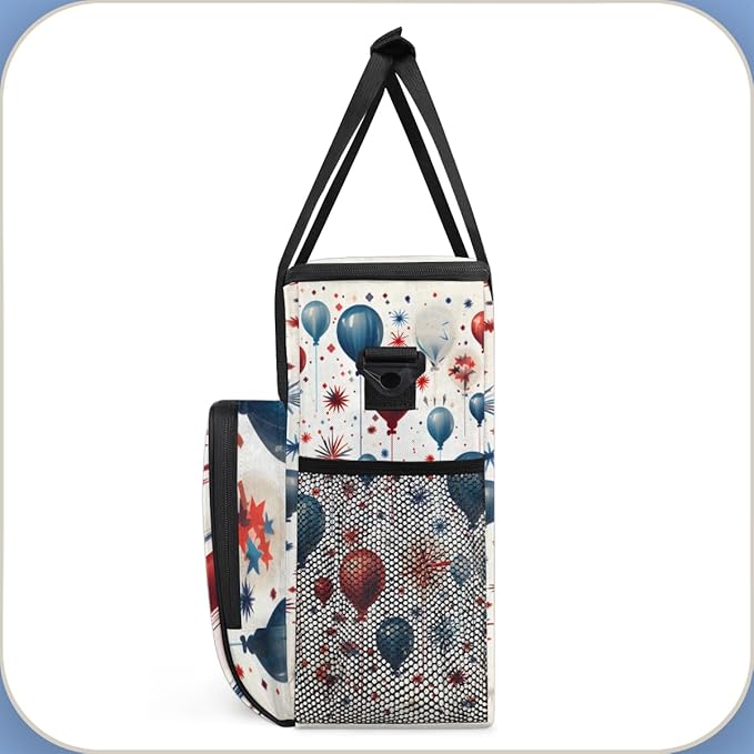 4th of JulyBalloons Coffee Maker Carrying Bag Portable Travel Storage Tote Bag Compatible with K-Mini or K-Mini Plus Single Serve Coffee Brewer Carrying Case with Multiple Pockets &amp Shoulder St