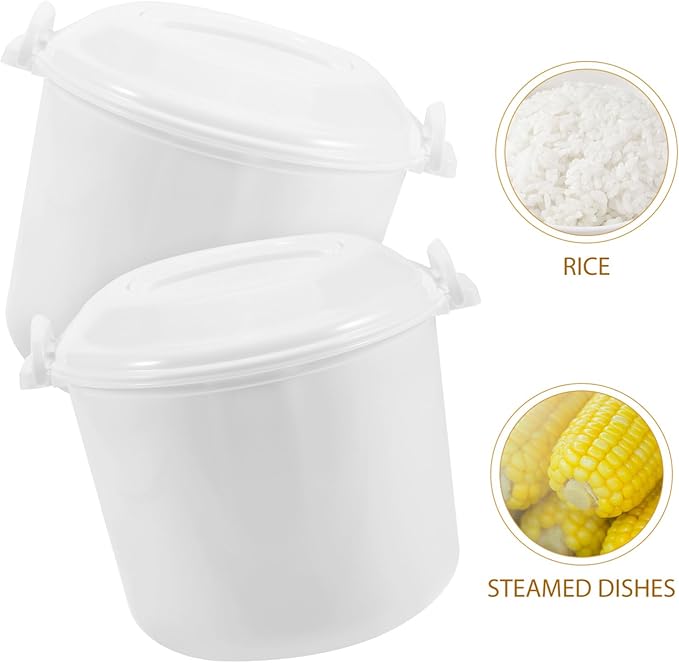 GLEAVI 3L Microwave Rice Cooker with Lid Portable Rice Maker Microwave Safe Food Container Steaming and Heating for Home and Travel