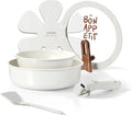 CAROTE Ceramic Pots and Pans Set Non Stick Nonstick Kitchen Cookware Sets with Lid Detachable Handle Sauté Pan Set Non Toxic Frying Pan Oven Safe Induction Ready Cream White