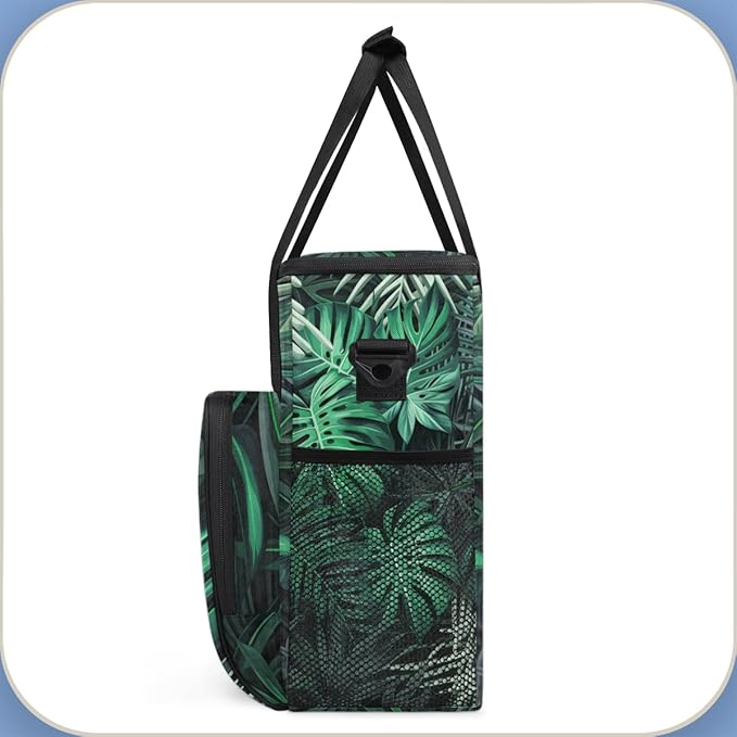 Tropical Foliage Coffee Maker Carrying Bag Portable Travel Storage Tote Bag Compatible with K-Mini or K-Mini Plus Single Serve Coffee Brewer Carrying Case with Multiple Pockets &amp Shoulder Strap