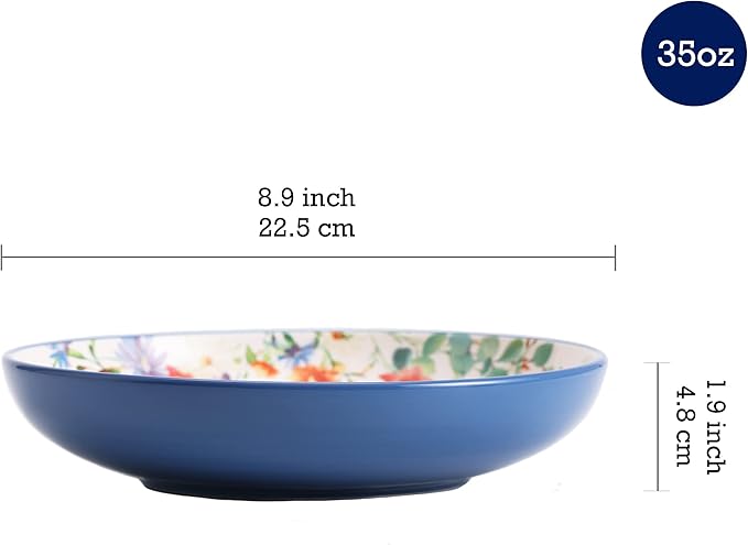 Bico Summer Provence Ceramic 16 pcs Dinnerware Set Service for 4 Inclusive of 11 inch Dinner Plates 8.75 inch Salad Plates 35oz Dinner Bowls and Mugs for Party Microwave &amp Dishwasher Safe