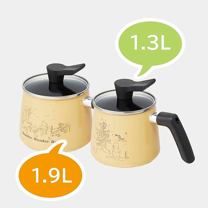 Skater Winnie the Pooh 1.3 L All-Purpose Pot 7-in-1 1.4 Qt Painted Finish Aluminum 5.4 x 8.7 x 6.4 in Tempered Glass Lid Gas Halogen Sheath Radiant Electric Compatible