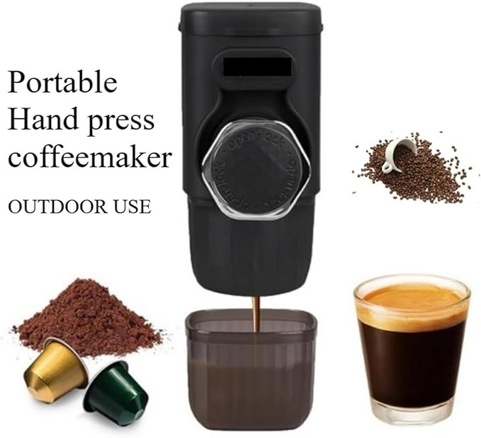 Portable Espresso Maker - 2 in 1 Manual Travel Coffee Machine for Camping Picnics and Hiking(B)
