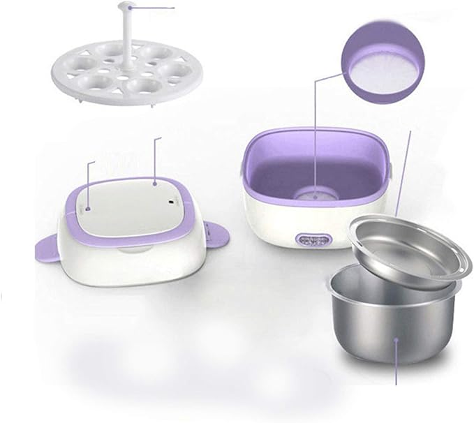 Rice Cooker Electric Lunch Box Portable Food Lunch Heater Food Steamer With Egg Steamer Rack And Stainless Steel Containers