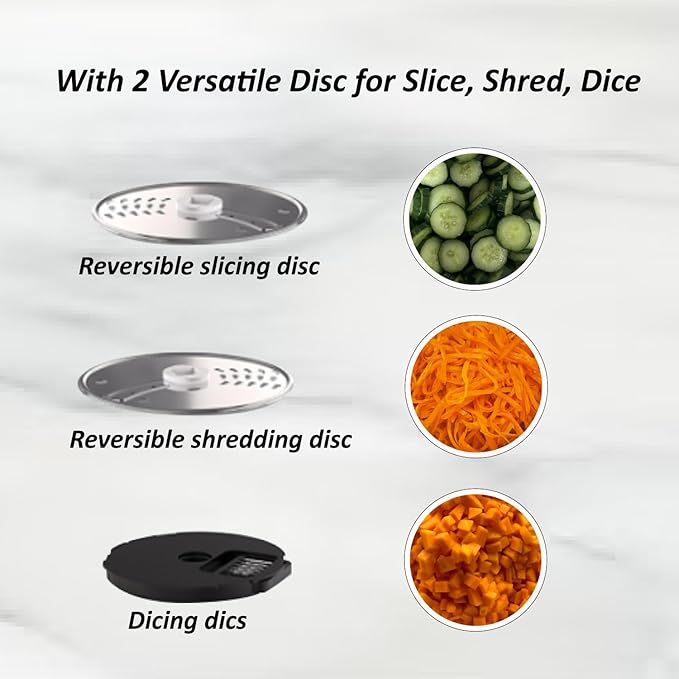 Food Processor &amp Immersion Hand Blender 2L Vegetable Chopper With Disk for Shredding Slicing Doughing Emulsfying Food Chopper Slicer Meat Grinder Mixer for Kitchen
