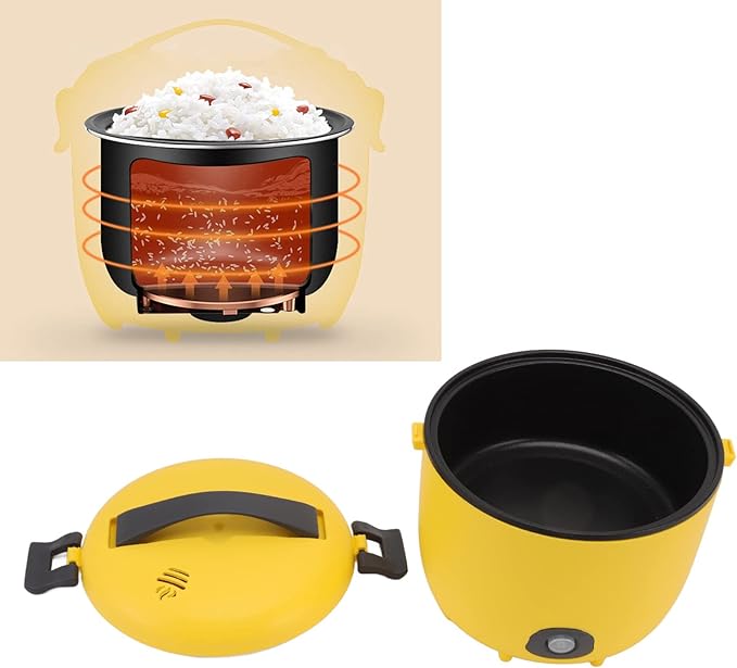 Mini Rice Cooker 450W Portable Steamer Small Electric Grain Cooker Nonstick Pot Travel Rice Cooker Steamer Multicooker 2L