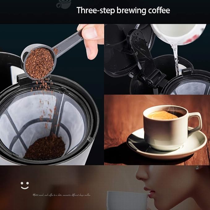 Coffee Machine 600ML Filter Coffee Machine|550W Instant CoffeeEspressoMacchiato CoffeeEtc.|Anti-dryAnti-drip FunctionAutomatic Shutdown Function(black)Compatible with espres