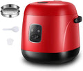 Electric Rice Cooker with Steam Basket Nonstick 1.2L Fast Cooking &amp Keep Warm for 2-4 People Portable Mini Design Red
