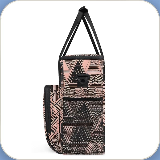 Pink Ethnic Aztec Coffee Maker Carrying Bag Retro Aztec Travel Storage Bag Compatible with K-Mini or K-Mini Plus Single Serve Coffee Brewer Carrying Case with Multiple Pockets &amp Shoulder Strap