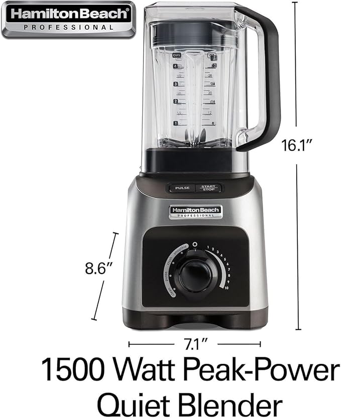Professional Quiet Countertop Blender with Sound Enclosure 32 Fl Oz Capacity High-Performance Motor Variable Speed Control Pulse Function Stainless Steel Blades Compact Design for Smoothies Prot