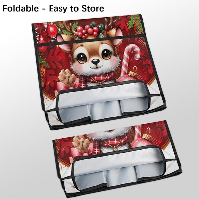 Kitchen Aid Mixer Cover Christmas Deer Candy Canes Stand Mixer Cover Compatible with 6-8 Quarts Stand Mixers Dust Covers with Zipper Pocket Foldable Washable Kitchen Aid Organizer Bag