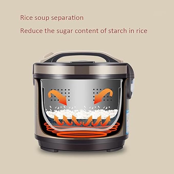 3L Stainless Steel Non-Stick Rice Cooker - Electric Rice Cooker Removable Bowl Cook &amp Keep Warm Functions and Vented Glass Lid Includes Measuring Cup &amp Spatula
