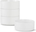 Stoneware Cereal and Soup Bowls Set of 4 6 Inch Matte Glaze Ceramic Bowls for Breakfast &amp Oatmeal Microwave and Dishwasher Safe Matte White