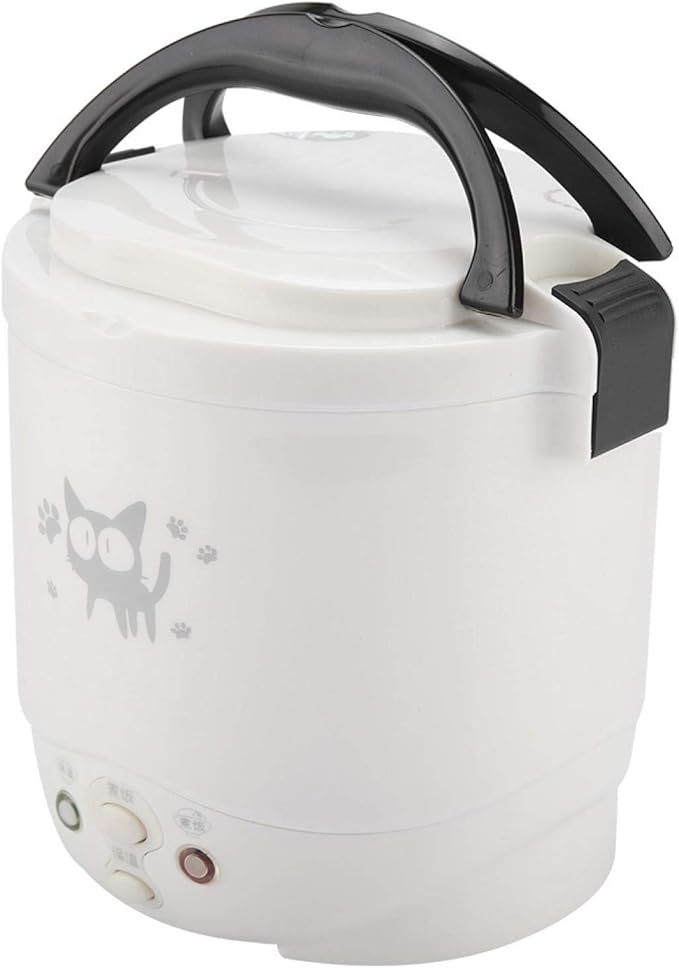 Portable Rice Cooker for Travel Mini 12V 100W 1L Electric Portable Multifunctional Rice Cooker Food Steamer for Cars Can be Used As Electric Lunch Box(white)